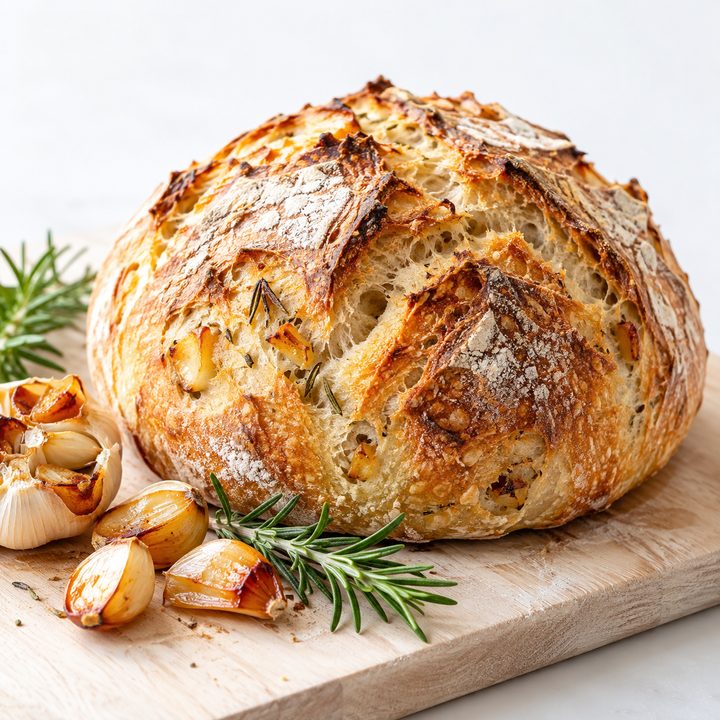 A roasted garlic and rosemary sourdough loaf